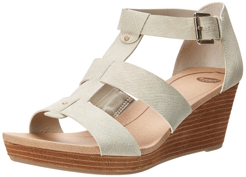 Dr. Scholl's Shoes Women's Barton Wedge Platform Sandal,Greige Snake Print,8
